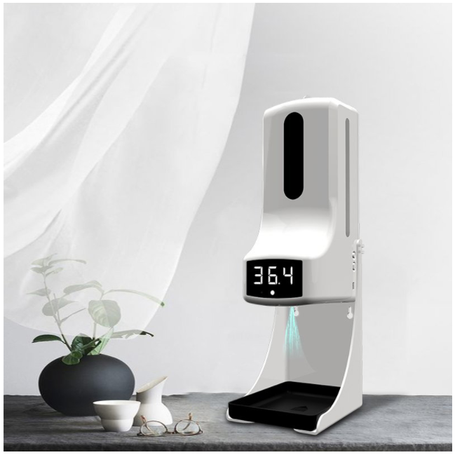 入口に非接触でアルコール除菌